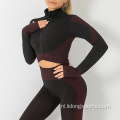 Bemanning nek lange mouw dames yoga sport sweatsuit